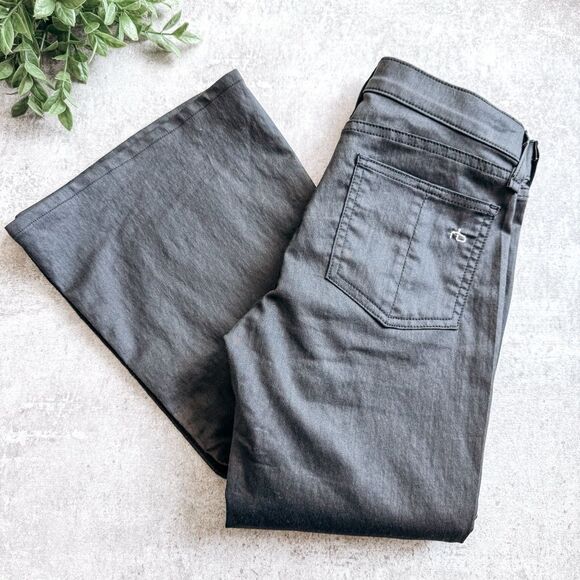 Rag & Bone Low Rise Faux Leather Bootcut Black Jean Size 25 - Picture 1 of 9